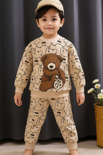 Big Bear Printed Kids Fleece Tracksuit