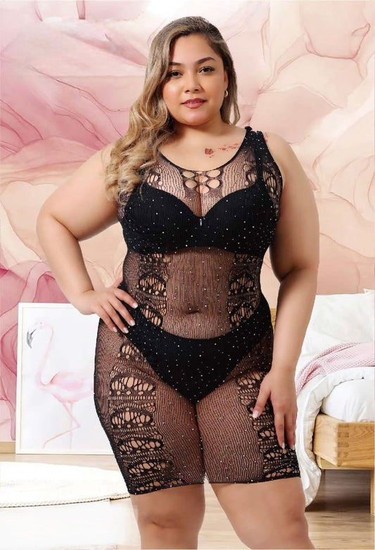 Fishnet Sparkle Plus Size Bodystocking