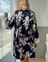 Deep Love Silk 3 Piece Nighty Set – Navy Blue