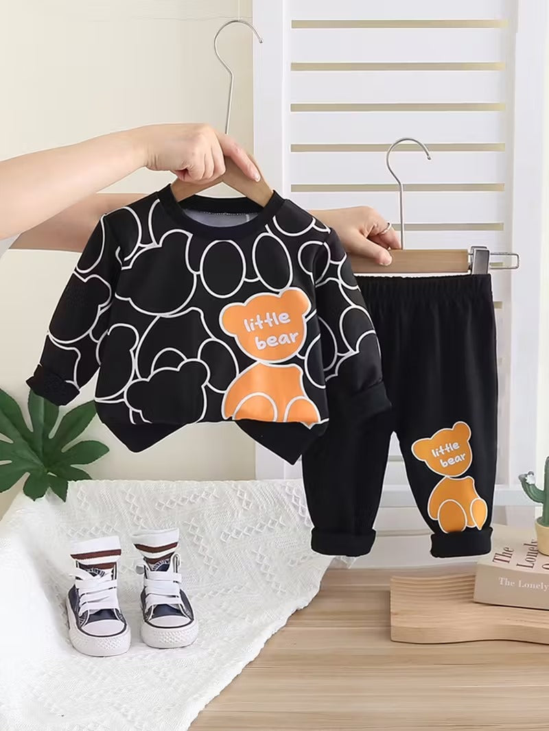 Black Bears Printed Kids Fleece Tracksuit