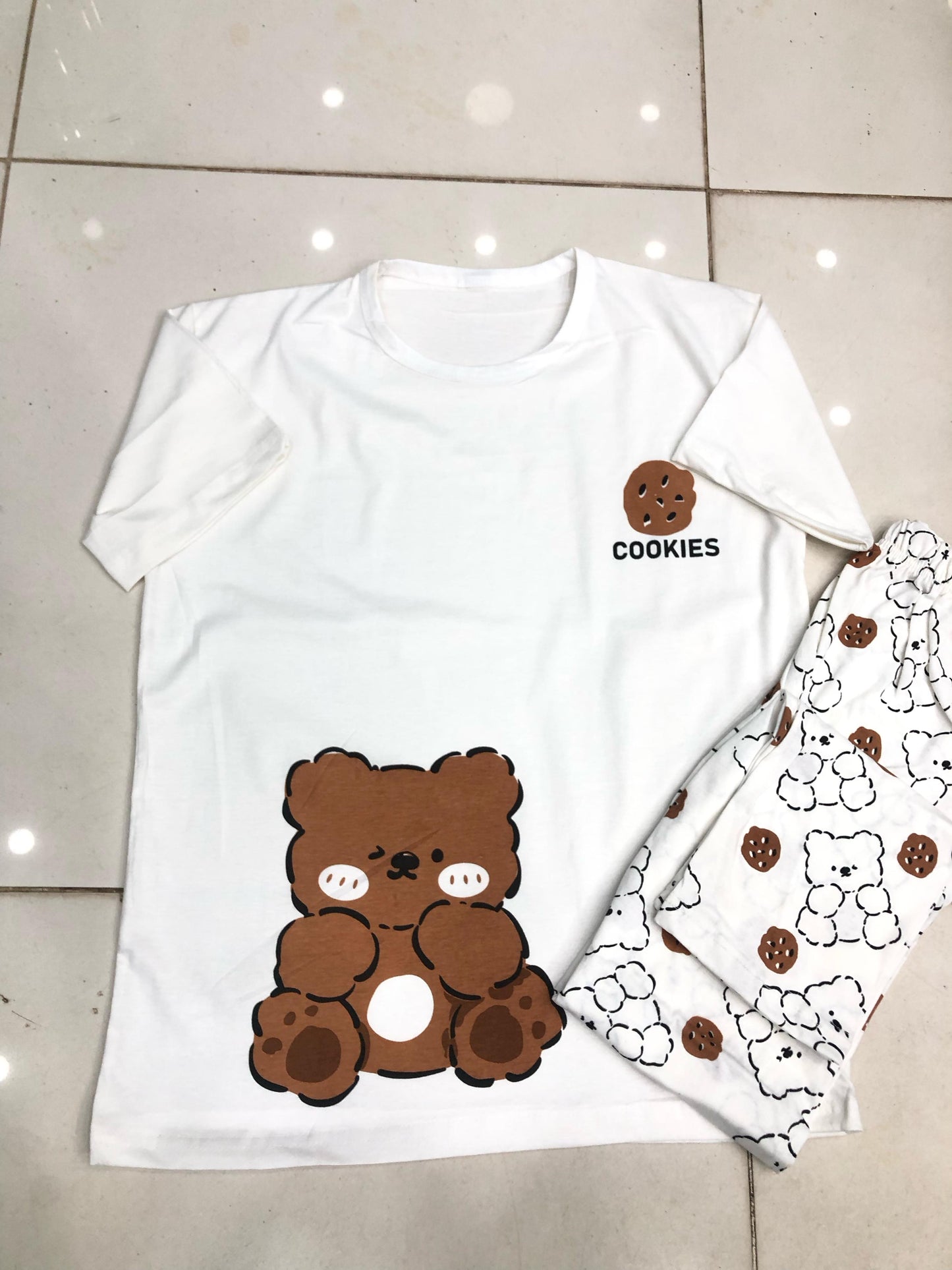 New Bear Cookies Printed Cotton Night Dress