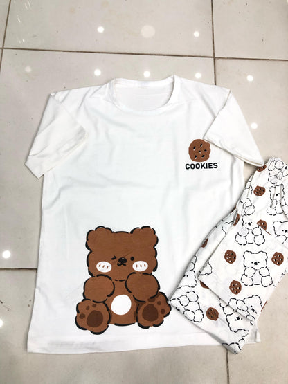 New Bear Cookies Printed Cotton Night Dress