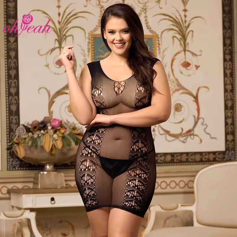 Fishnet Sparkle Plus Size Bodystocking
