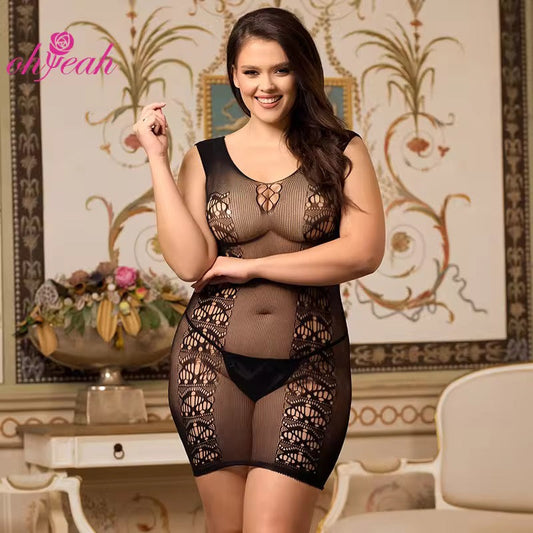 Fishnet Sparkle Plus Size Bodystocking