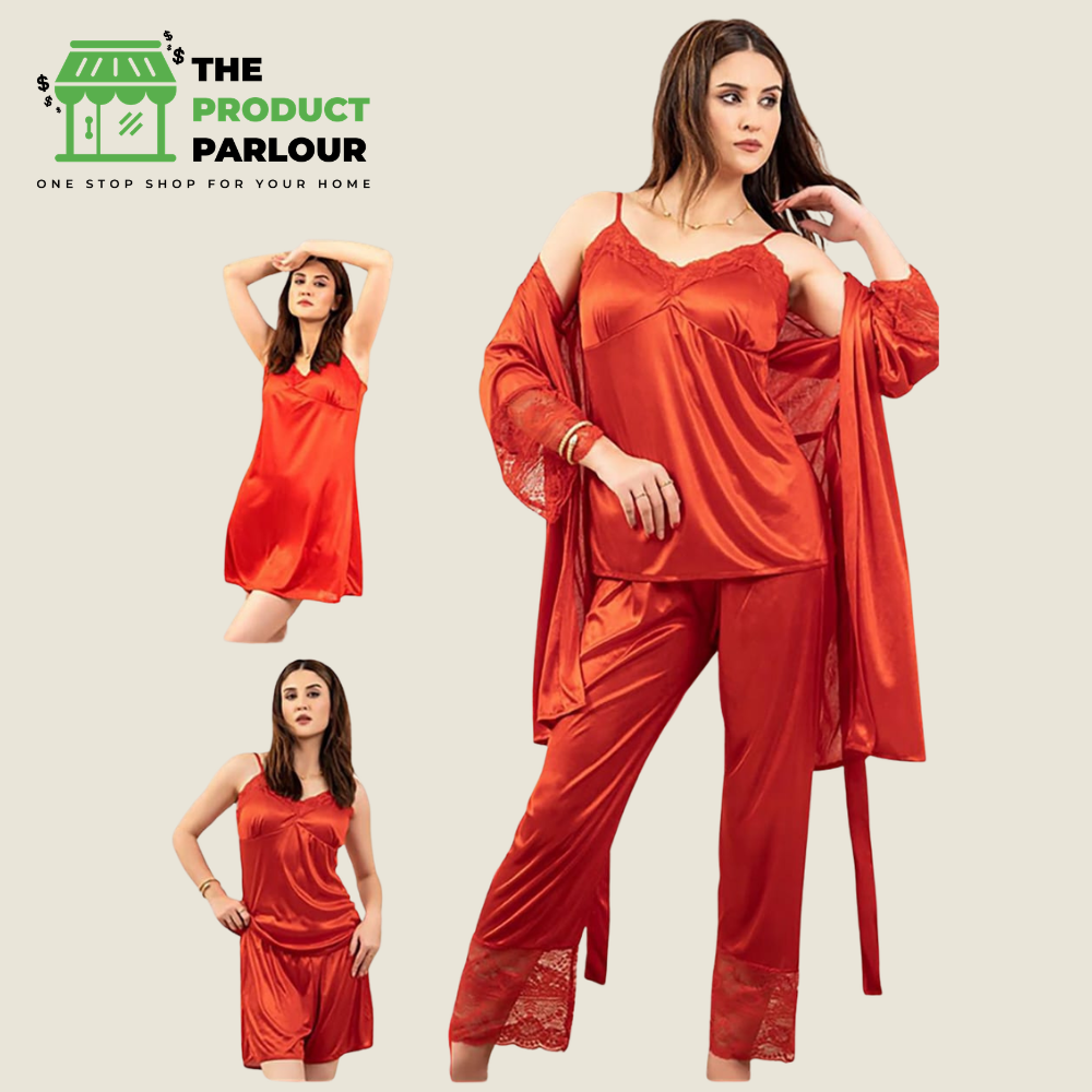5 Piece Bridal Nighty Set Lycra Silk Jersey Non-Padded Nightwear (Art 361)
