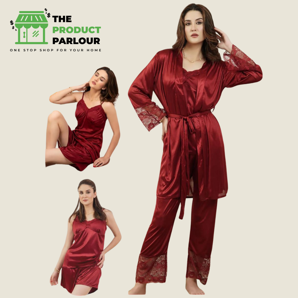 5 Piece Bridal Nighty Set Lycra Silk Jersey Non-Padded Nightwear (Art 361)