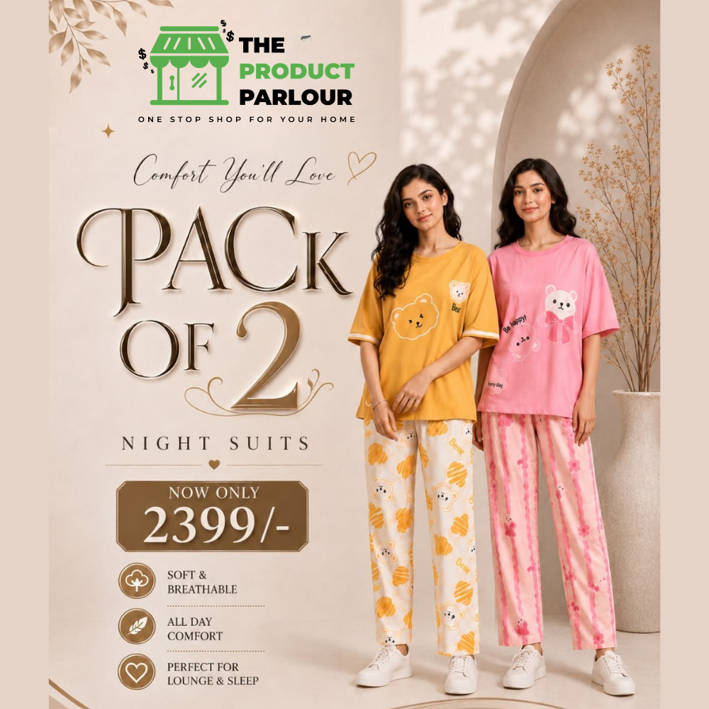 Pink Be Happy & Yellow 3 Bear Pack of 2 Night Suits