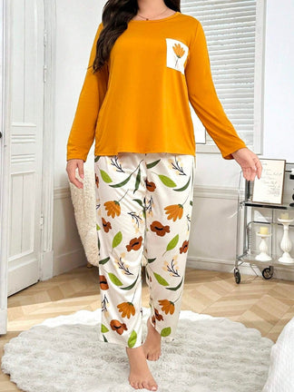 Women's Flower Pocket Printed Night Suit made from premium cotton jersey fabric featuring a floral print and front pocket for soft, breathable, and comfortable all-season sleepwear.