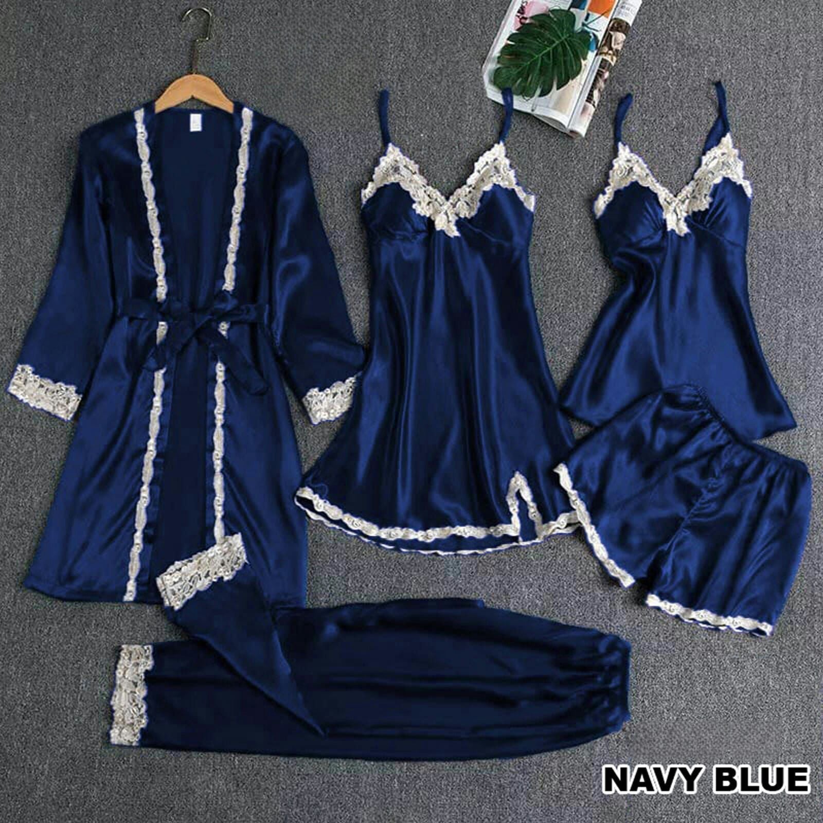 5 PEICE NIGHT SUIT  INCLUDES OPEN GOWN, 2 DIFFERENT INNERS, SHORTS AND TROUSER