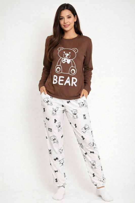 Bear Print Night Dress for Women
