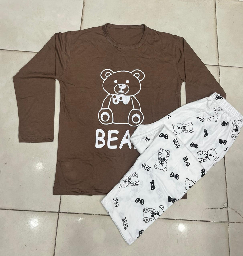 Bear Print Night Dress for Girls & Women – Cute & Comfortable Sleepwear