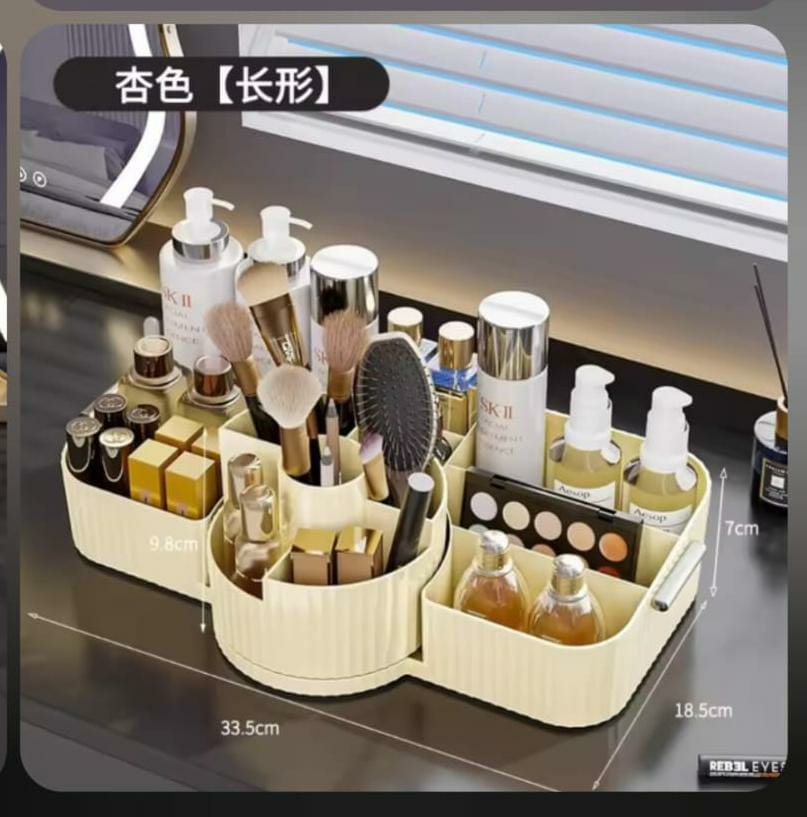 Acrylic Cosmetic & Rotating Brush Organizer – 360° Makeup Storage