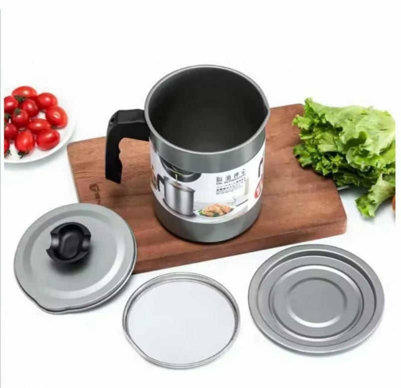 Stainless Steel Oil Pot with Strainer – Kitchen Oil Dispenser Container (Small & Large Size)