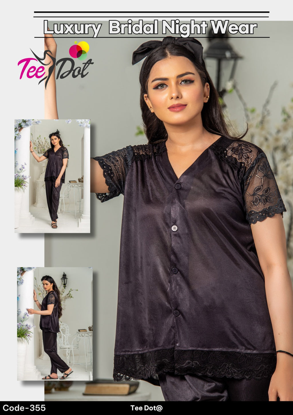 Silk 2 Piece Nightwear Set for Women – Premium Soft Night Suit (Free Size)