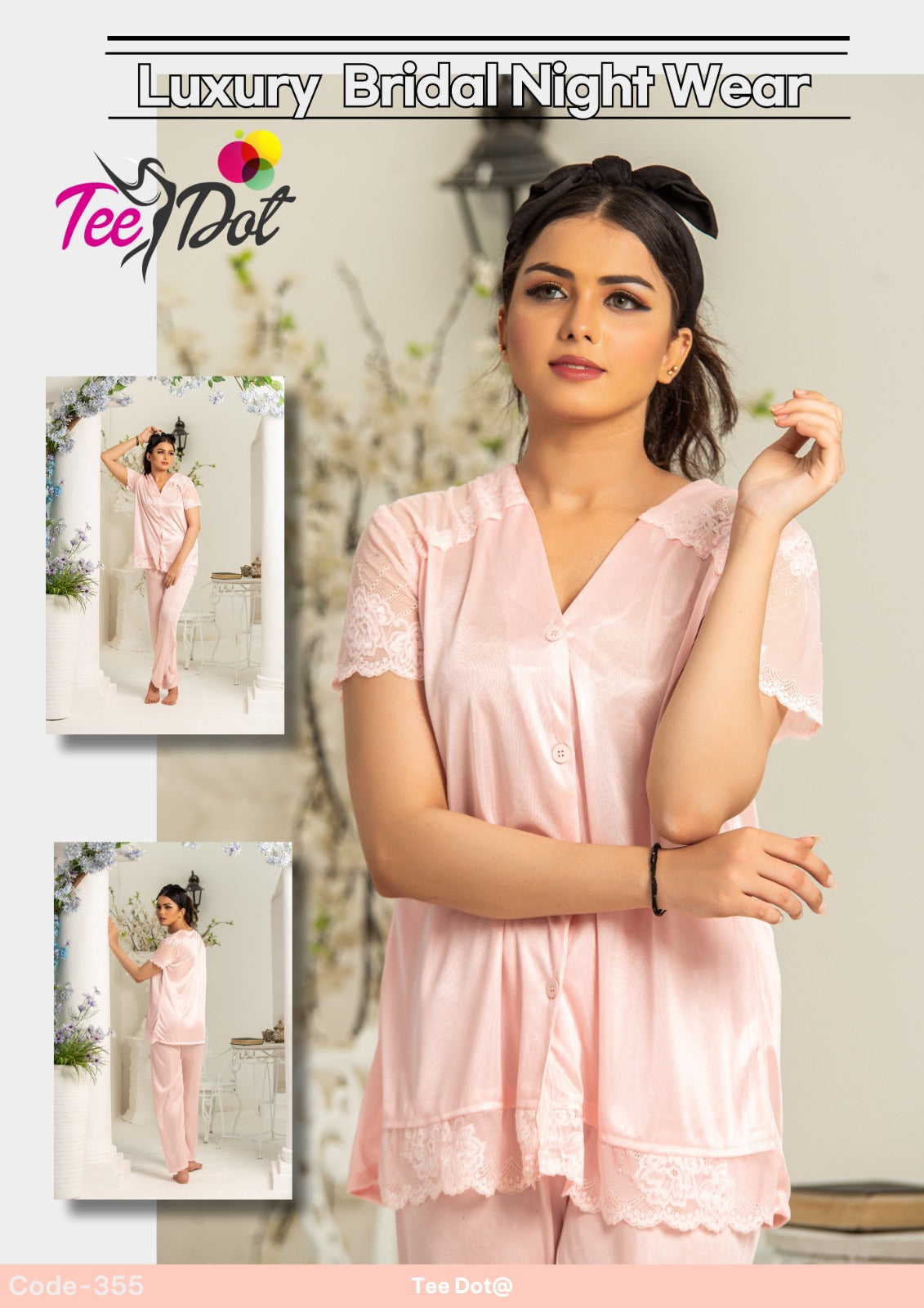 Silk 2 Piece Nightwear Set for Women – Premium Soft Night Suit (Free Size)