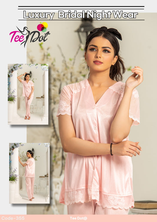 Silk 2 Piece Nightwear Set for Women – Premium Soft Night Suit (Free Size)