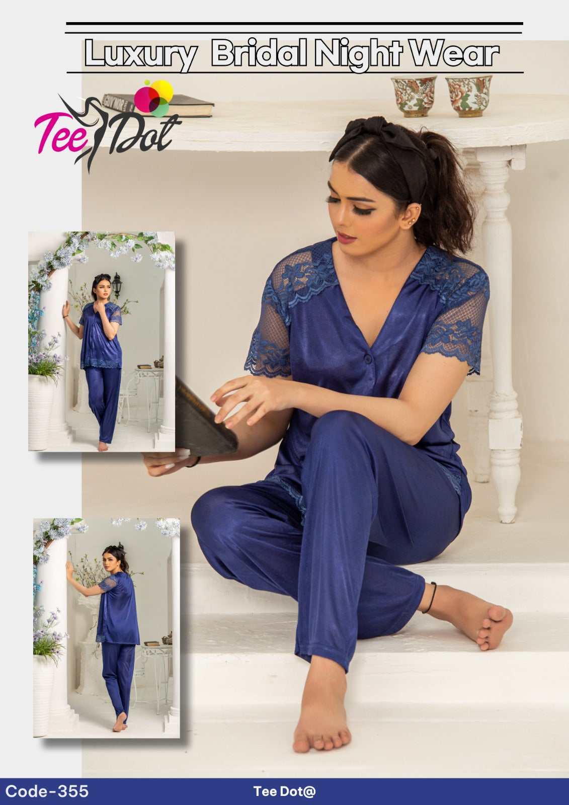 Silk 2 Piece Nightwear Set for Women – Premium Soft Night Suit (Free Size)