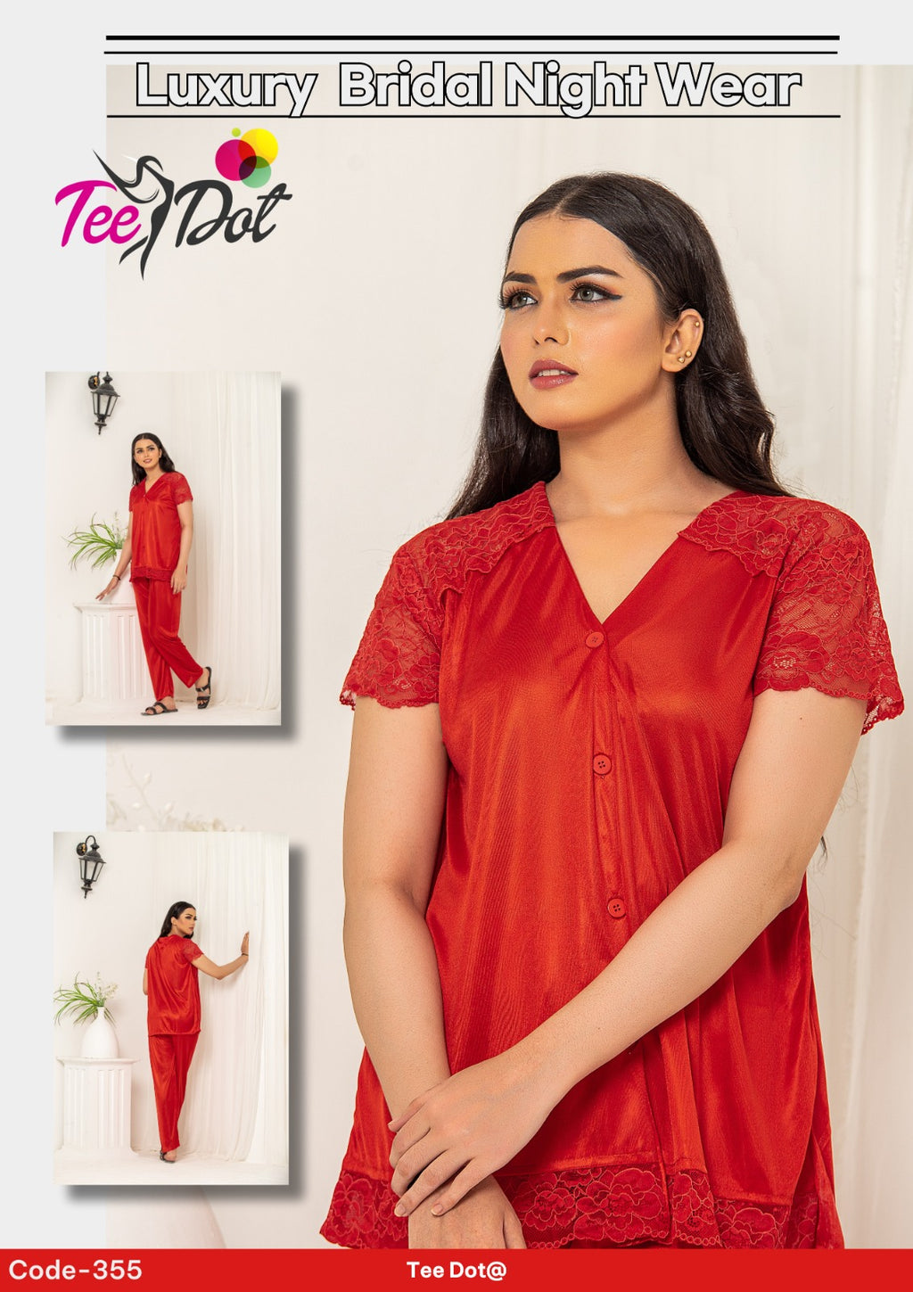 Silk 2 Piece Nightwear Set for Women – Premium Soft Night Suit (Free Size)