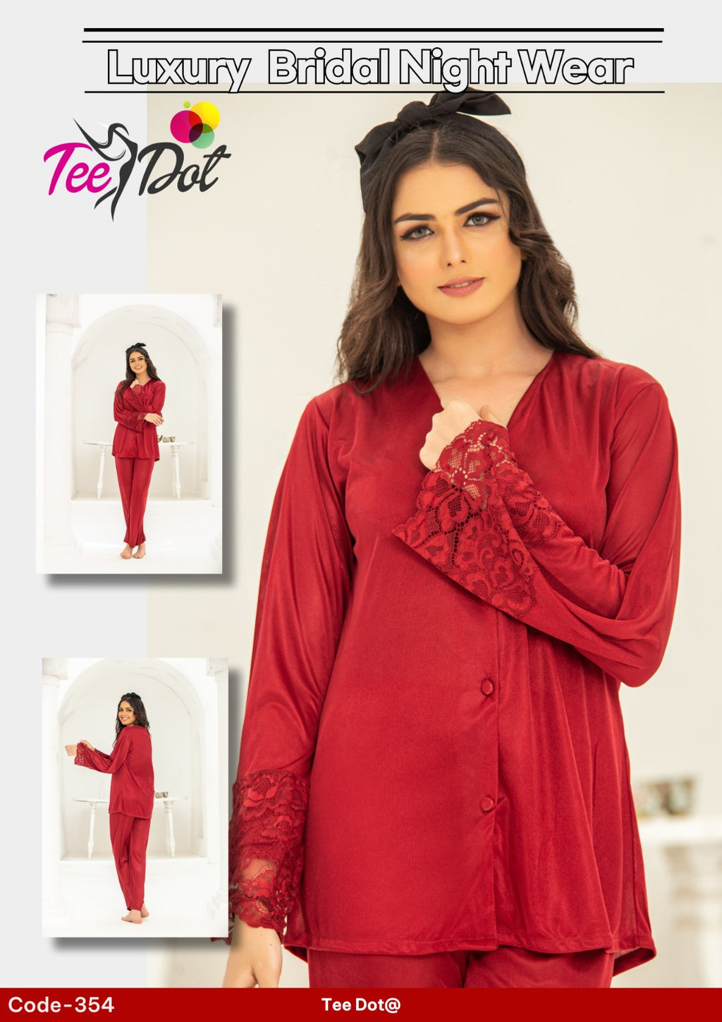 Premium Silk 2 Piece Nightwear Set for Women – Soft Comfortable Night Suit (Free Size)
