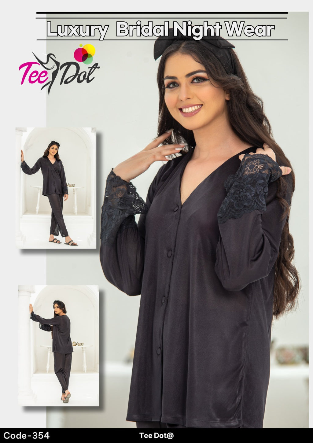Premium Silk 2 Piece Nightwear Set for Women – Soft Comfortable Night Suit (Free Size)