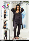 Premium Silk 3 Piece Nightwear Set (Article 351) – Free Size Soft Sleepwear