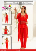 Premium Silk 3 Piece Nightwear Set (Article 358) – Free Size Soft Sleepwear