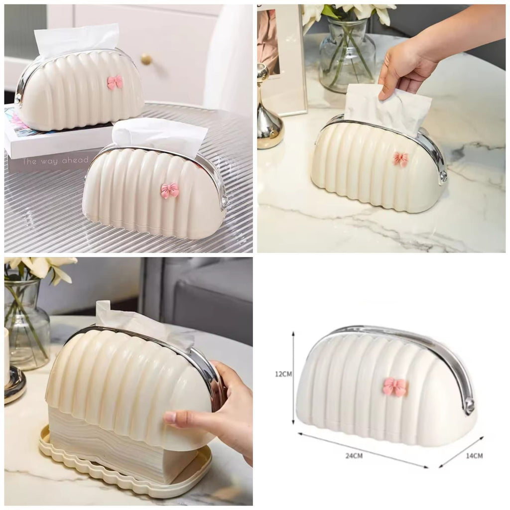 Shell Design Tissue Box – Elegant Decorative Tissue Holder for Home & Car