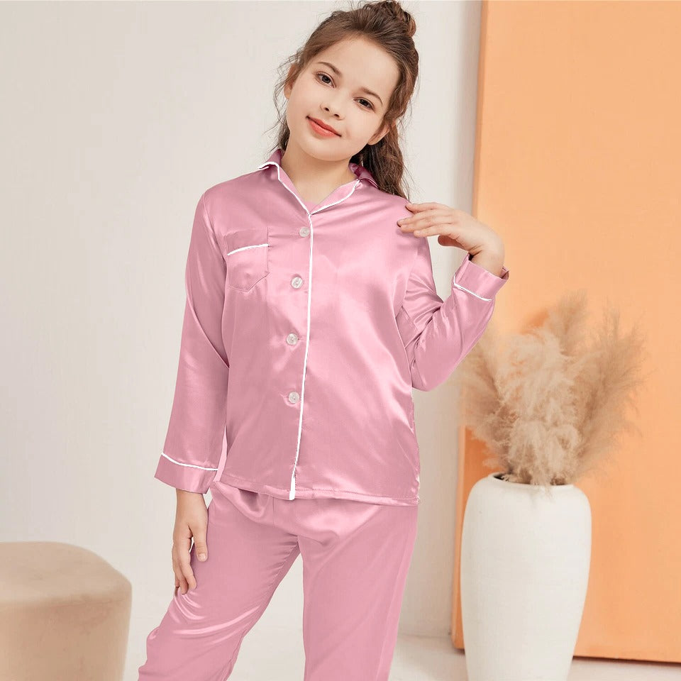 Kids Silk Night Suit – Trouser & Shirt
