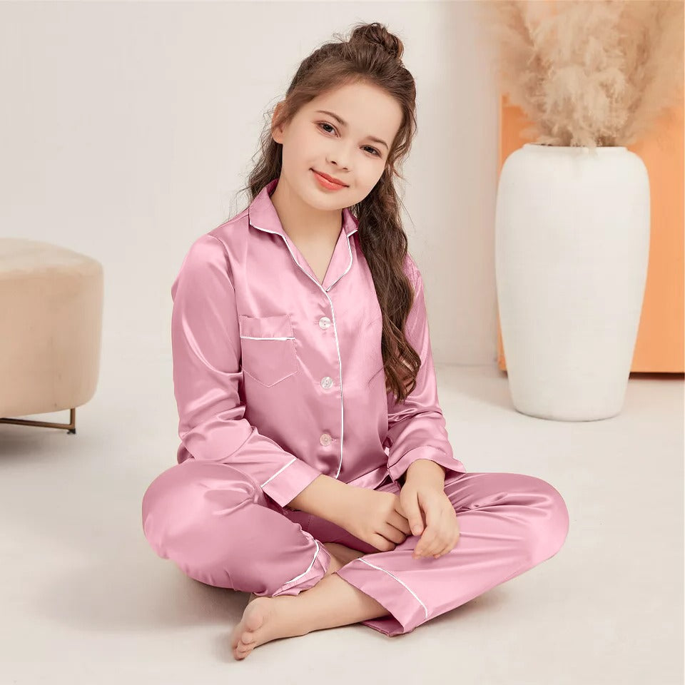 Kids Silk Night Suit – Trouser & Shirt