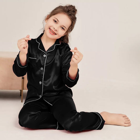 Kids Silk Night Suit – Trouser & Shirt