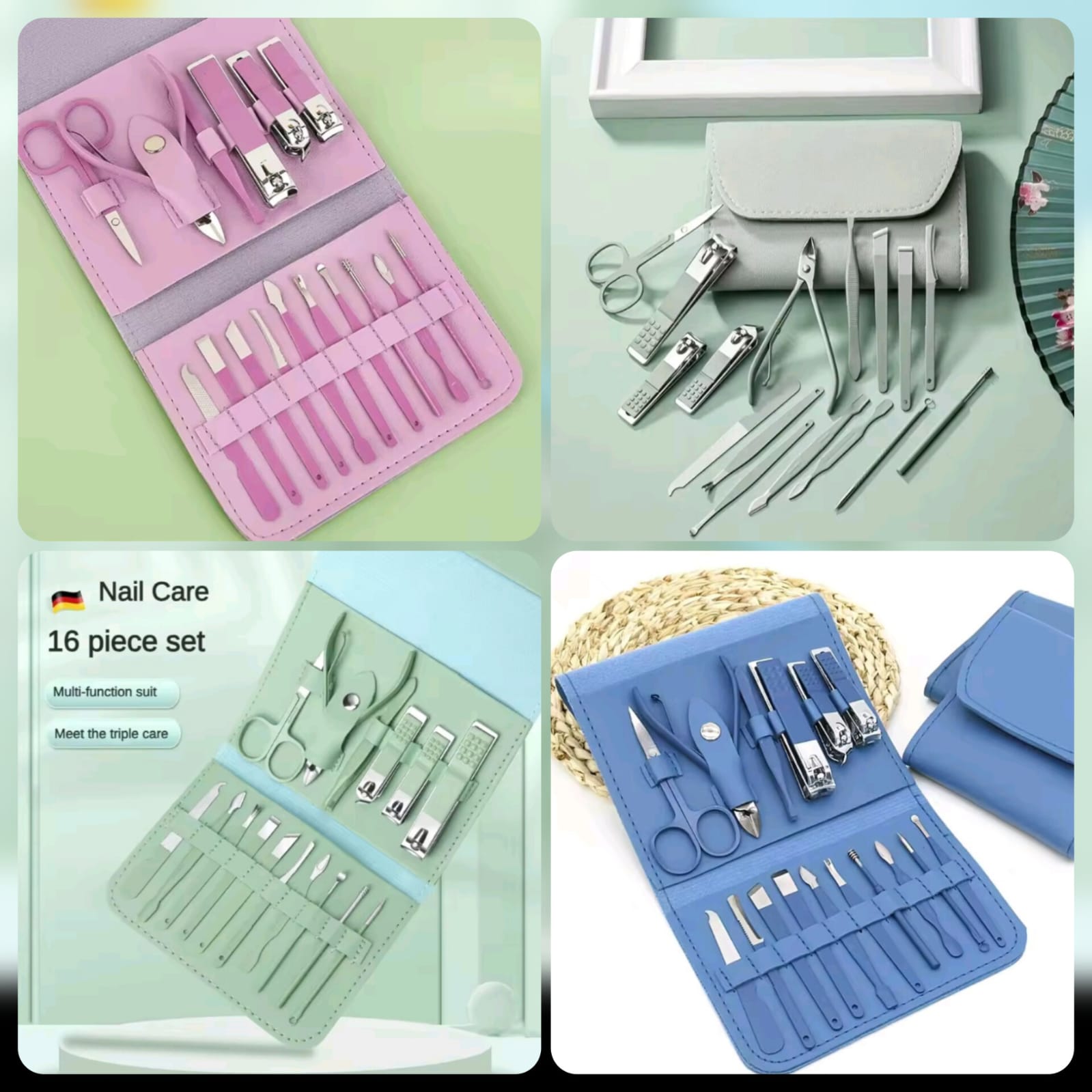 16 PCs Nail Kit Pouch – Complete Manicure Pedicure Set with Travel Case
