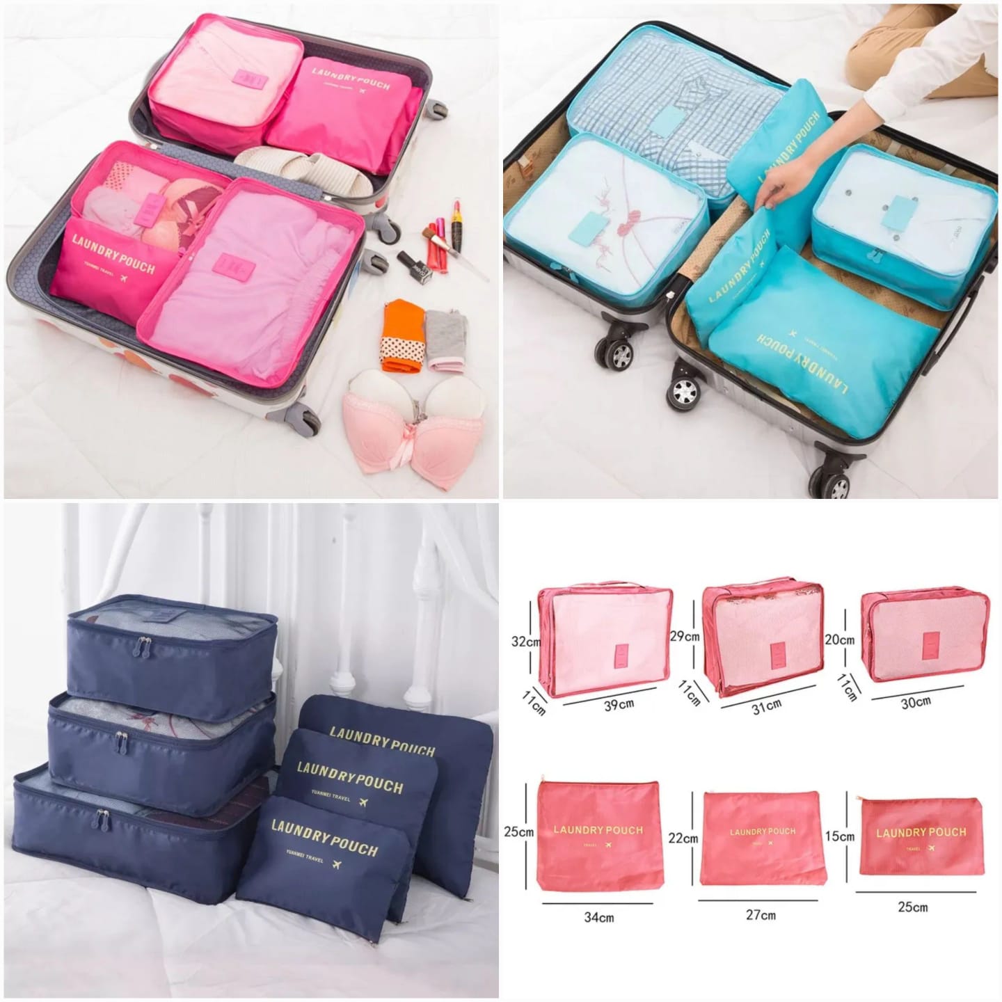 Travel 6 Pcs Pouch Organizer Set – Multipurpose Packing Cubes