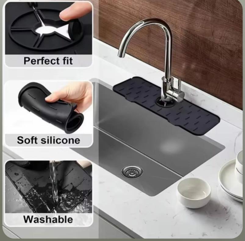 Silicone Faucet Mat – Splash Guard Sink Organizer