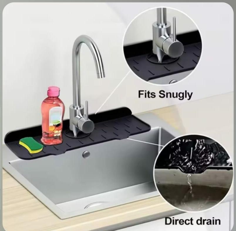 Silicone Faucet Mat – Splash Guard Sink Organizer
