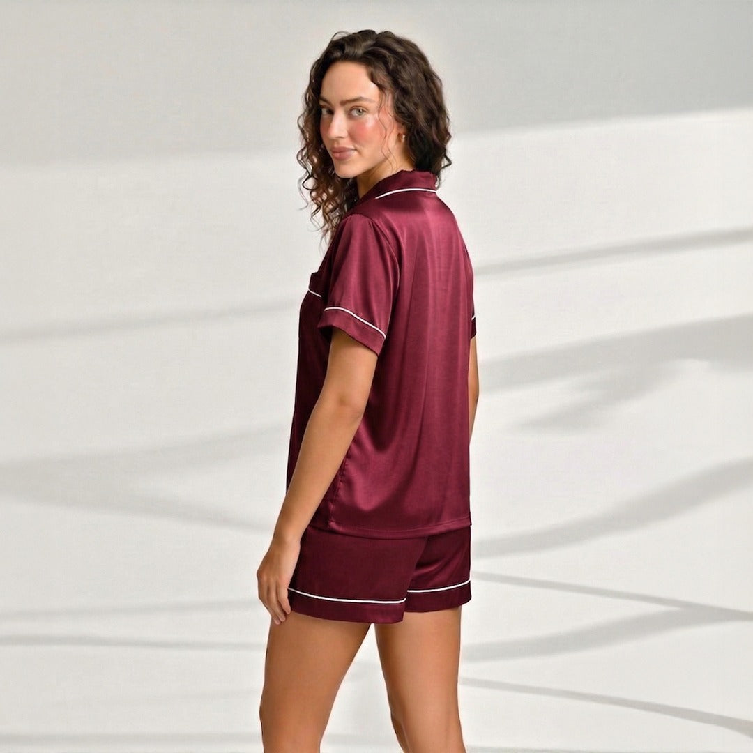 Premium Silk Shirt Cami Set – Soft Comfortable Nightwear