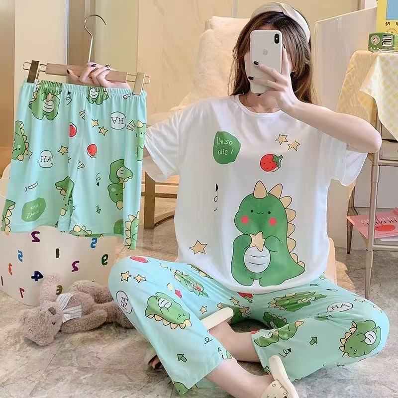 Premium 3 Piece Malai Cotton Nightwear Set