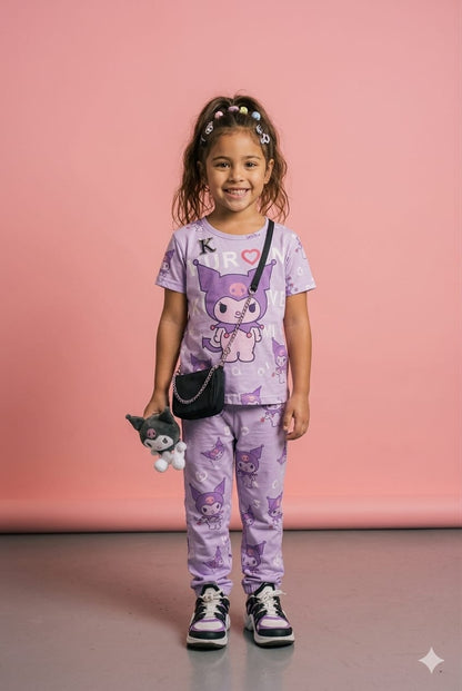 Purple Kids Nightwear Set – Imported Model Cotton Sleepwear