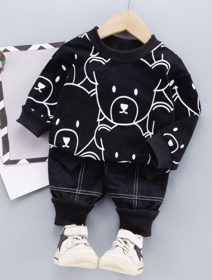 Black Panda Check Trouser Kids Fleece Tracksuit