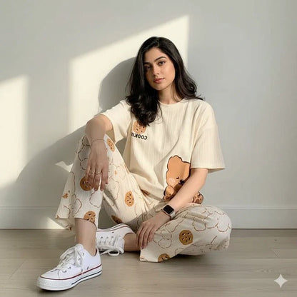 New Bear Cookies Printed Cotton Night Dress