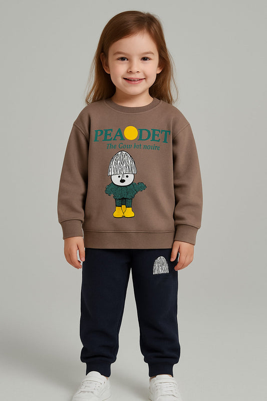 Green Bear Printed Kids Fleece Tracksuit
