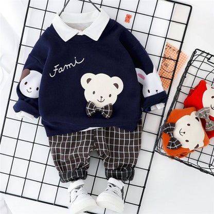 Blue Panda Printed Kids Fleece Tracksuit
