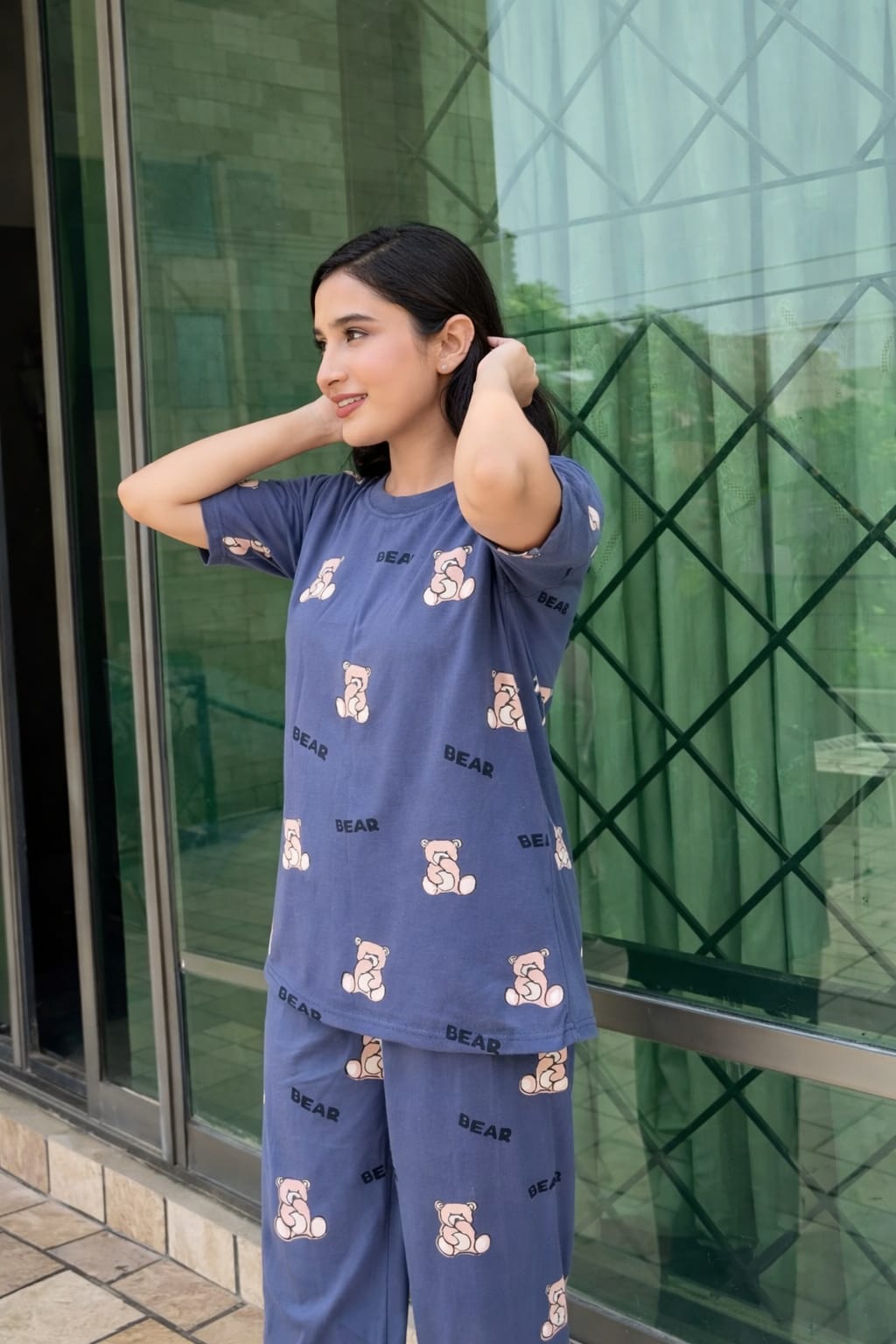 Cozy Bear Printed Night Suit for Women