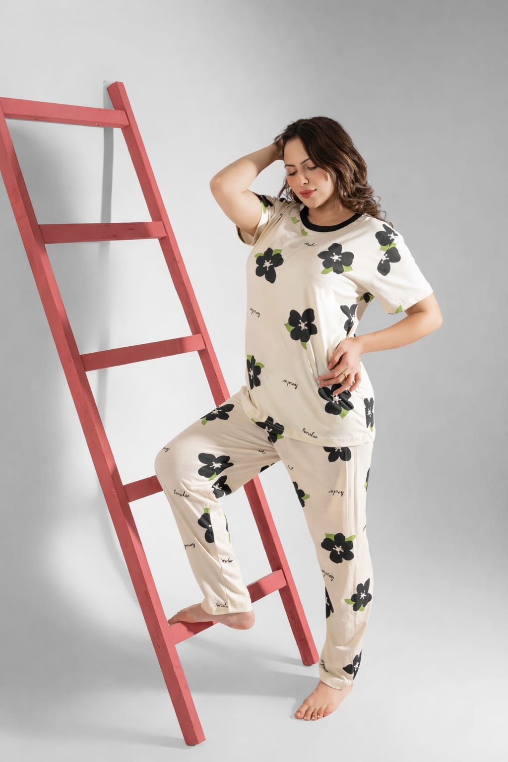 Big Flowers Printed Night Suit for Women – Soft & Comfortable Sleepwear Set