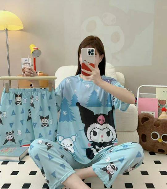 Imported 3 Piece Nightwear Set – Malai Cotton Premium Quality (Free Size)