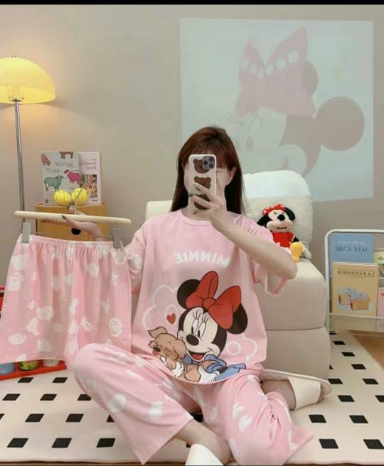 Imported 3 Piece Nightwear Set – Malai Cotton Premium Quality (Free Size)
