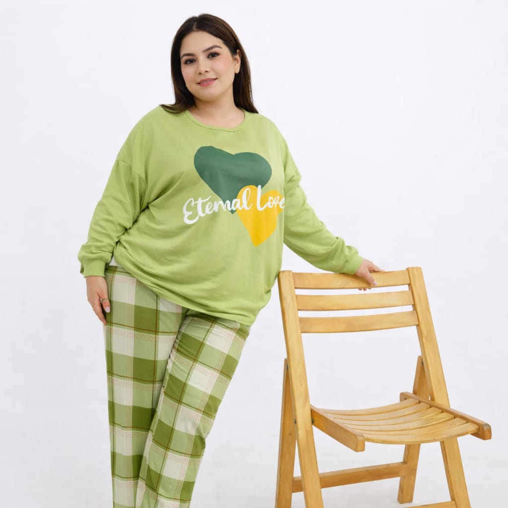 Eternal Love Full-Sleeves Printed Night Suit for Women – Soft & Comfortable Sleepwear