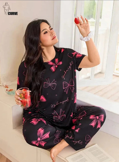 Black & Pink Premium Night Suit