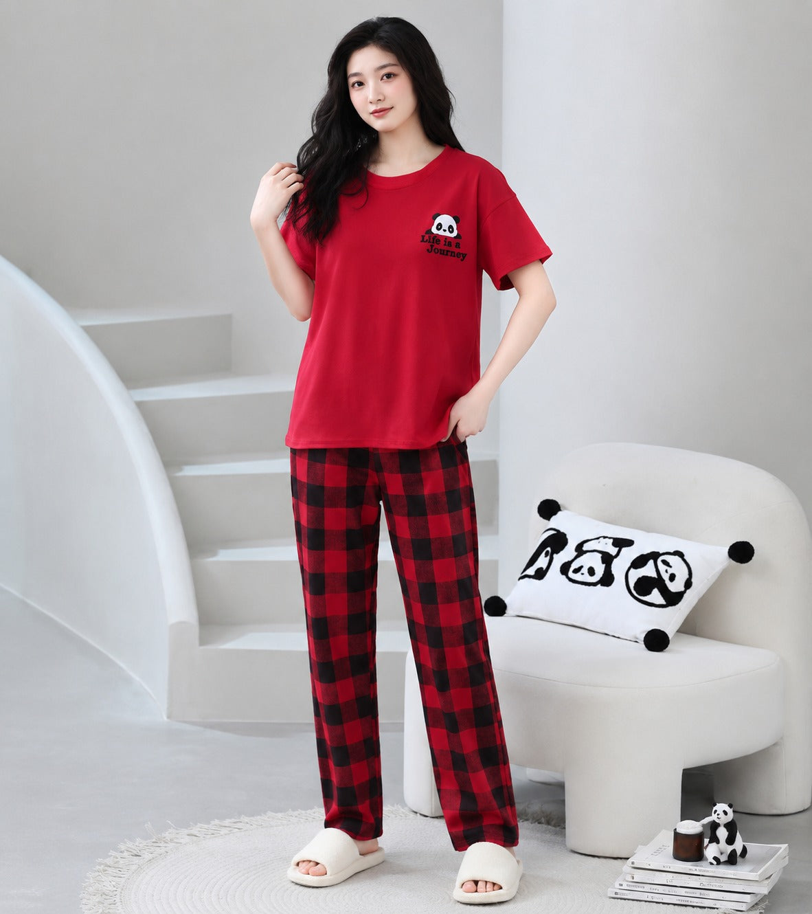 Red Panda & Black Check Pocket Pack of 2 Night Suits