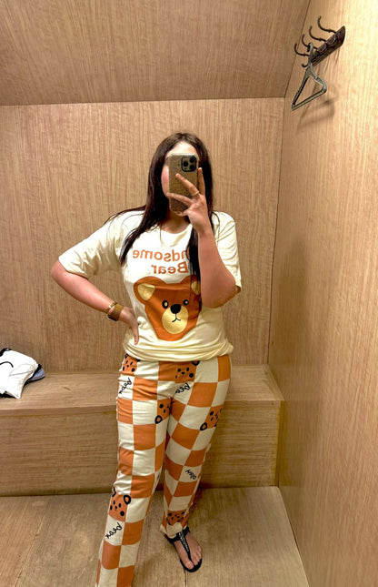 Handsome Bear Printed Night Suit