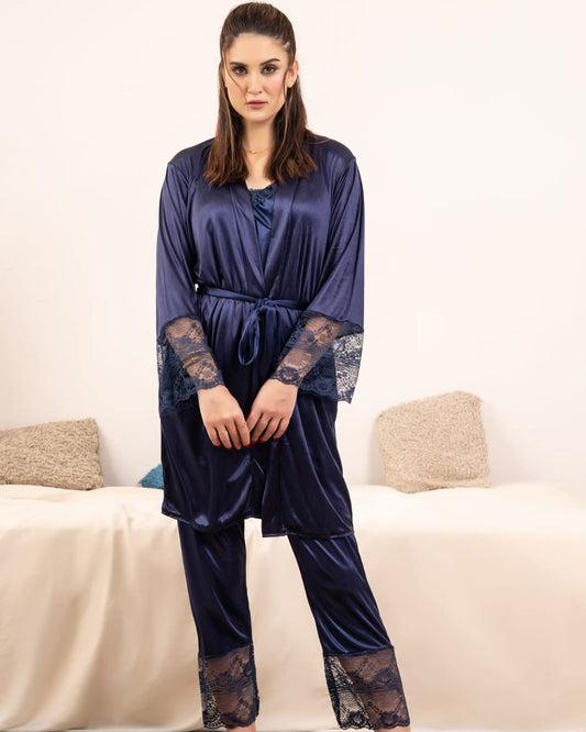 5 Piece Bridal Nighty Set Lycra Silk Jersey Non-Padded Nightwear (Art 361)